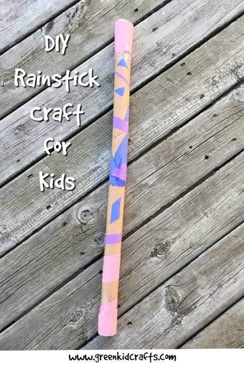 Wrapping Paper Roll Rain Stick Noise Maker Green Kid Crafts
